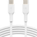 Belkin USB-C to USB-C Fast Charging Cable (1M/3.3ft) for iPhone 17, iPhone 17 Pro, iPhone 16, iPhone 16 Pro, Galaxy S25, S24, Note, Pixel, iPad Pro, Nintendo Switch 2, Carplay & More - White