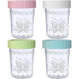 4-Pack 20oz Glass Jars with Lids, Mason Jars, BPA free Wide Mouth Glass Jars with Lids, Food Storage Containers for Snacks, Yogurt, Salad, Fridge, Meal PrepMixed color