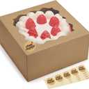 Eupako 10x10x5-Inches-Cake-Boxes-with-Window-25pcs-Brown-Bakery-Boxes for Pies, Cookies, Pastries, Chocolates, Birthday Party, Wedding (10x10x5"_25 Pack_Brown)