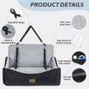 JOEJOY Dog Car Seat for Medium/Large Dogs - Reversible Dual-Sided Travel Dog Car Bed with Memory Foam, Washable Pet Booster Seat for Dogs up to 55 lbs or 2 Small Dogs, 2 Safety Leashes, Grey
