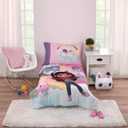 NoJo DreamWorks Gabby's Dollhouse Dream It Up Multi-Colored Rainbow PJ Time 4 Piece Toddler Bed Set - Comforter, Fitted Bottom Sheet, Flat Top Sheet and Reversible Pillowcase