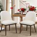 COLAMY Upholstered Dining Chairs Set of 2, Large Dining Room Kitchen Chairs with High Back and Deep Seat, Modern Fabric Dinner Chairs with Wood Legs, Beige