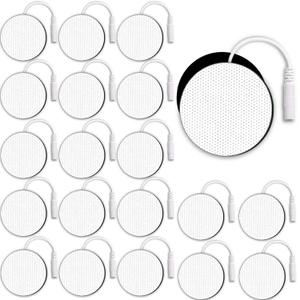 20 Pcs Round TENS Unit Replacement Pads for TENS, 2'' Electrodes Pads for TENS Unit, Latex-Free Reusable Eletrode Pads for TENS/EMS Muscle Stimulation Machine (White)
