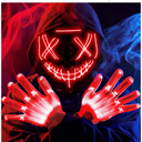 Halloween Led Mask, Light Up Mask and Gloves for Cosplay Costume, 3 Modes Scary Glow in The Dark Masks for Boys Girls Halloween Party Dress Up Accessories, Gifts Giving