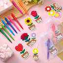 Kosiz 90 Pcs Valentine's Day Teacher Gifts from Students Flower Shaped Teacher Notepad with Pen Appreciation Sticky Notes Bulk Thank You Gifts for New Year Valentines School Office Classroom Supplies