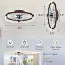 LEDIARY 20 Inch Low Profile Ceiling Fans with Lights and Remote, Fandelier Ceiling Fan Flush Mount, 3000K-6000K Dimmable LED Fan Light, Brown Modern Ceiling Fans with Lights for Bedroom