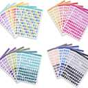 2 x 2400 Pieces Small Colorful Vinyl Letter Stickers, 24 Sheets Self Adhesive Mini Alphabet Stickers, 0.5 inch Numbers Letters Labels DIY Crafts Art Making, Used for Cards, Notebook Decor
