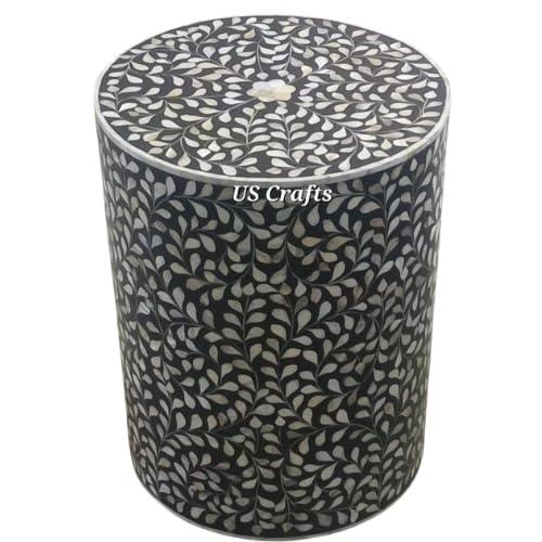 Furniture,Mother of pearl inlay End table,Mother of Pearl Coffee table,Mother of Pearl Inlay side Table,Mother of pearl inlay stool. (Black)