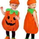 Baby Pumpkin Costume for Thanksgiving Fall Festival Cute Newborn Toddler Infant Outfit for Boys Girls 2025 Halloween (Large)