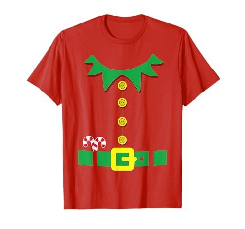 Elf Costume Santa Holiday Christmas Red T-Shirt. XL LADIES, S