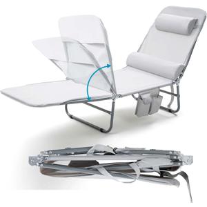 NIXSCALINO Lounge Chair | Adjustable Recliner with Foldable Leg Part | Lightweight Aluminum Frame | Ergonomic Cushioning | cot for Camp | Perfectly Suite for Beach, Outdoor Camping