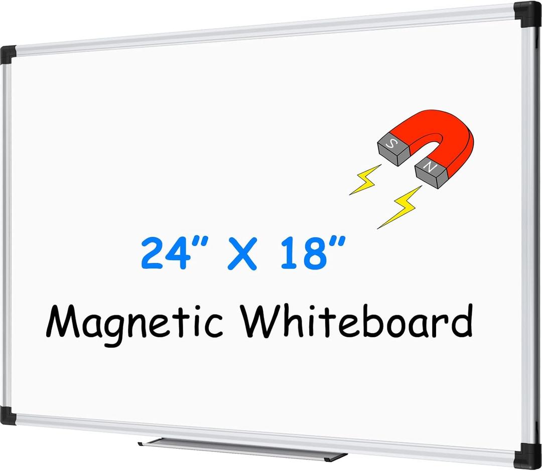 XBoard Magnetic Whiteboard 24 x 18 Inch, Dry Erase Board with Aluminium Frame & Marker Tray (24"W x 17.7"H)