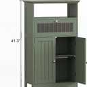 ChooChoo Bathroom Cabinet with Flip Glass Drawer,Freestanding, 21.65 x 11.81 x 41.34 inches
