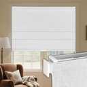 Grandekor No Drill Cordless Roman Shades for Windows,29" Wx64 H,Blackout Fabric Blinds for Indoor Windows,UV Privacy Protection Thermal Insulated,Easy Install,Blocking Roman Blinds for Home,White