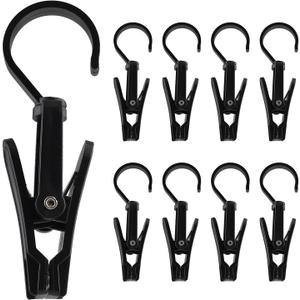 Jiozermi 20 PCS Laundry Hooks, Plastic Clothes Pins, Super Strong Hanger Clips, Swivel Hooks for Clothing Store, Home Office & Workshop, Black