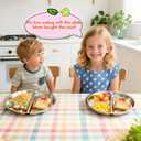 MYOVPLUT Stainless Steel Kids Plates Set of 6, 9 Inch Divided Plate for Adults and Toddlers,Metal Portion Control Plates for Balance Lunch, Bariatric & Diabetic Diet,Unbreakable,Dishwasher Safe