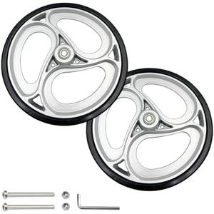 Yuqim 2 Pcs 10" Replacement Wheels for Rollator Walker Wheelchairs Walker Wheels Replacement Drive Rollator Wheels Parts(Silver, 9.4 Inch)