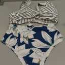 Blooming Jelly Womens High Waisted Bikinis Sets Tummy Control Swimsuits Curvy 2 Piece 2026 Bathing Suit (L, Stripe Blue)