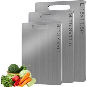 Titanium Cutting Board, Stainless Steel Cutting Boards for Kitchen, 18" x 11.8" Non Toxic Cutting Board Chopping Board for Meat Cheese Bread Vegetable Fruit