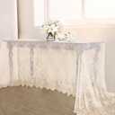 B-COOL Ivory Lace Tablecloth 60 X120 Inches Rectangle Vintage Embroidered Bridal Wedding Tablecloths Sheer Overlay for Rustic Outdoor Party Reception Home Decor