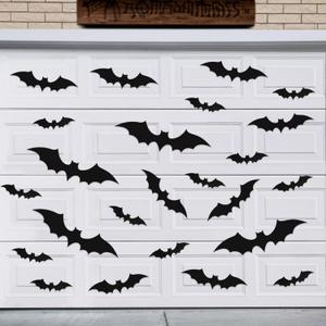 24 Pcs Halloween Magnetic Bats Garage Door Decorations Black Magnets Bats Outdoor Magnet Bat Stickers for Halloween Garage Door Car Refrigerator Indoor Outdoor Party Decor