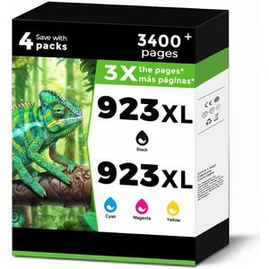 923XL (923e) Ink Cartridges Fit for HP OfficeJet Pro 8130e 8135e 8125e Printers Replacement for 923 e XL for HP923 8122e 8138e 8139e 8124 8124e 8125e 8130 8132e 8134e Black Cyan Magenta Yellow 4 Pack