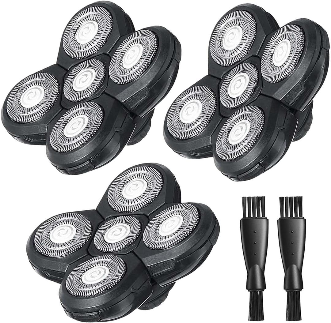 Groomi Replacement Blades Compatible with Baldie Pro Head Shaver, Head Shaver Replacement Heads, 3 Pack Razor Blades Refills Head Shavers for Bald Men, 2 Cleaning Brushes