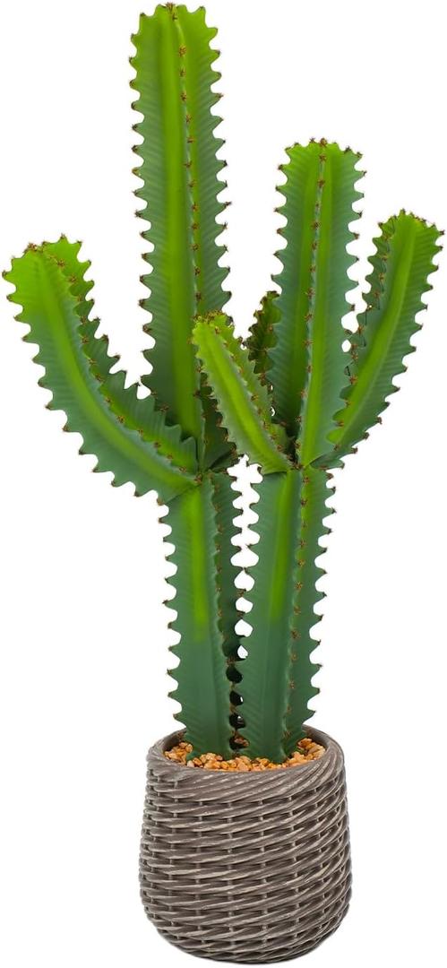 Artificial Cactus Plants, 3ft Tall UV-Resistant Fake Desert Cacti Plant in Brown Pot, Faux Floor Plants for Home Office Hotel Patio Balcony or Garden Indoor Outdoor Decor