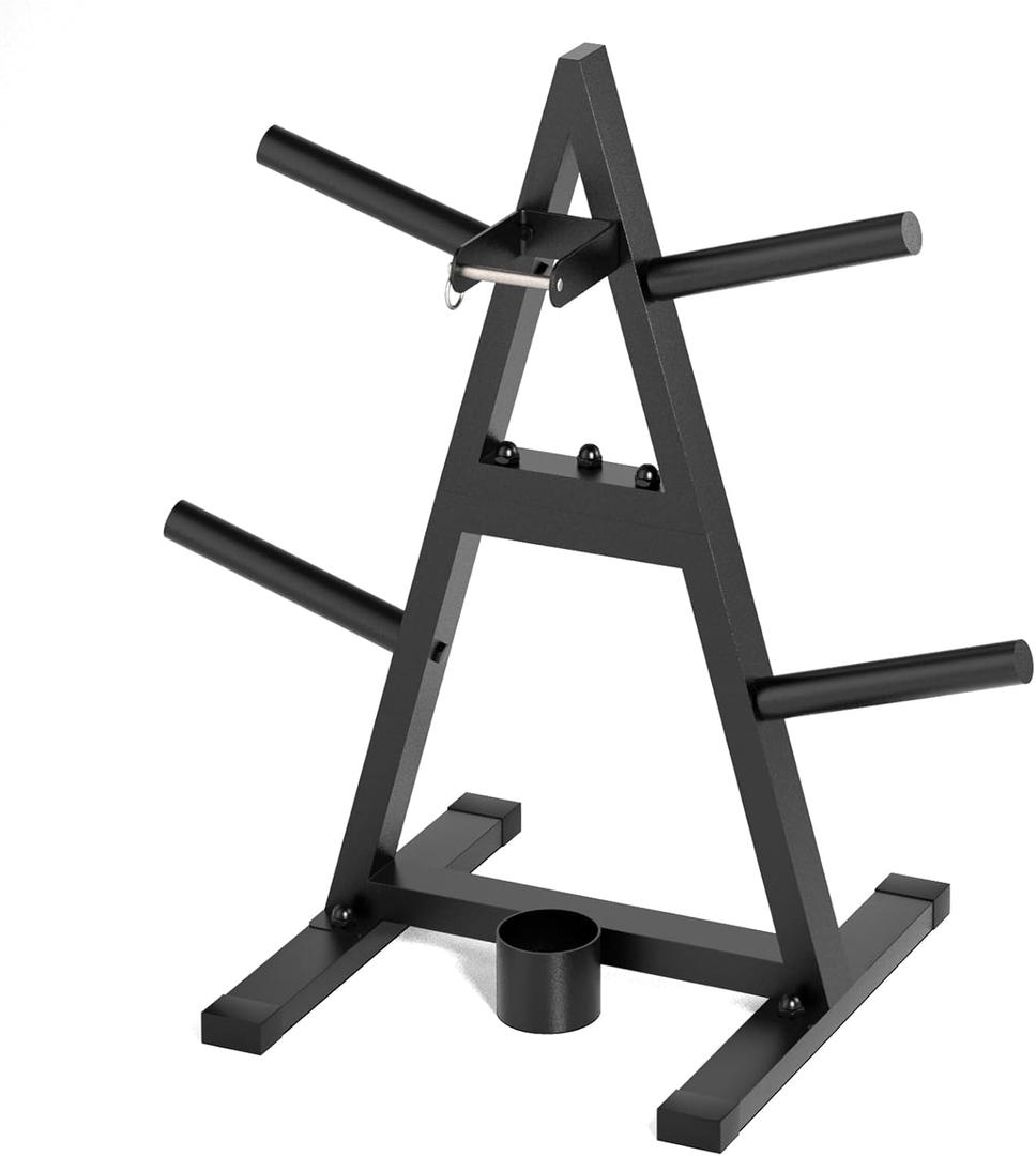 A-Frame Weight Plate Tree for 1" Olympic Plates - Holds 300 lbs, Dumbbell Rack and Home Gym Storage Stand - Organize Your Workout Area