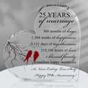 Qunclay 25th Years of Marriage Gift Wedding Anniversary Souvenir Heart Marriage Keepsake Decoration Present for Couple Parent Women Mom Husband Wife He She Friend Grandparents