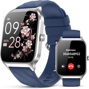 Smart Watch for Women Men,(Answer/Make Call) 1.83'' HD Fitness Activity Tracker Smartwatch for Android iPhone iOS Compatible,IP68 Waterproof Step Counter with Sleep Monitor (Modern, Blue, 1.83)