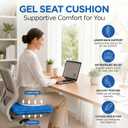 SSIITT Gel Seat Cushion for Long Sitting – Double-Layer Honeycomb Cooling Chair Pad, Thick Supportive Gel Cushion with Breathable Non-Slip Cover for Office Chair, Car, Wheelchair & Long Sitting（Blue）
