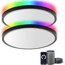 TALOYA 2 Pack Black Smart Ceiling Light Flush Mount LED WiFi, Compatible with Alexa Google Home, Dimmable Low Profile Ambient Light Fixture for Bedroom Living Room,12 Inch 24W