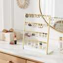 Mkono 4-Tier Earring Holder Organizer Stands Gold Metal Jewelry Display Rack for Hanging 74 Pairs of Earrings and Ear Studs, Gifts for Women and Girls