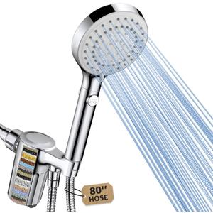 FASDUNT Shower Head with Handheld, Filtered Shower Head with 80" Extra Long Hose, 20-Stage Filter for Softening Hard Water to Improve Hair and Skin Problems