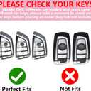 Key Fob Cover with Diamond Keychain, Car Key Shell for Women, Compatible with BMW X1 X2 X3 X5 X6 X7 GT and 2 5 6 7 Series Smart Remote Key Protector (3 Buttons-Black Heart)