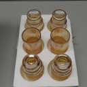 12 oz Ribbed Drinking Glasses Set of 6, Clear Vintage Iced Coffee Cups Elegant Glassware, Highball Glass Cups Ridged Glass Tumbler for Cocktail, Whiskey, Beer, Water, Juice, Origami Style Amber