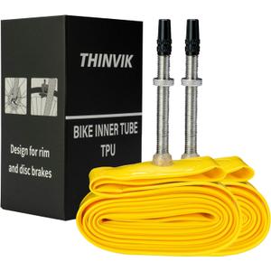 Thinvik TPU Inner Tube Upgraded Durability for Road Bike MTB Gravel Bicycle Tire 700cc x 18-32, 33-50c, 29'', 27.5'' Bicycle Tube 45MM 65MM 85MM Length of Presta Valve- 2 PCS (One Pair)