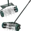 18-Inch Spike Rolling Lawn Aerator for Grass. Heavy Duty Manual Push Aerator Lawn Tool,Soil Health for Garden&Yard Tool(Green with Fender)