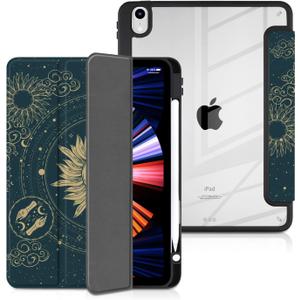 Batianda Case for 11-inch iPad Air 2025 M3 2024 M2 Chip/iPad Air 5th/4th 10.9 inch [Built-in Pencil Holder] Shockproof Cover with Clear Transparent Back Shell TPU Bumper Auto Sleep/Wake, Sun Goddess