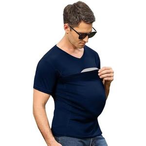 Mens Dad Shirts Baby Carrier Shirt Short Sleeve Skin to Skin New Dad Gifts T-Shirt with Pocket XL