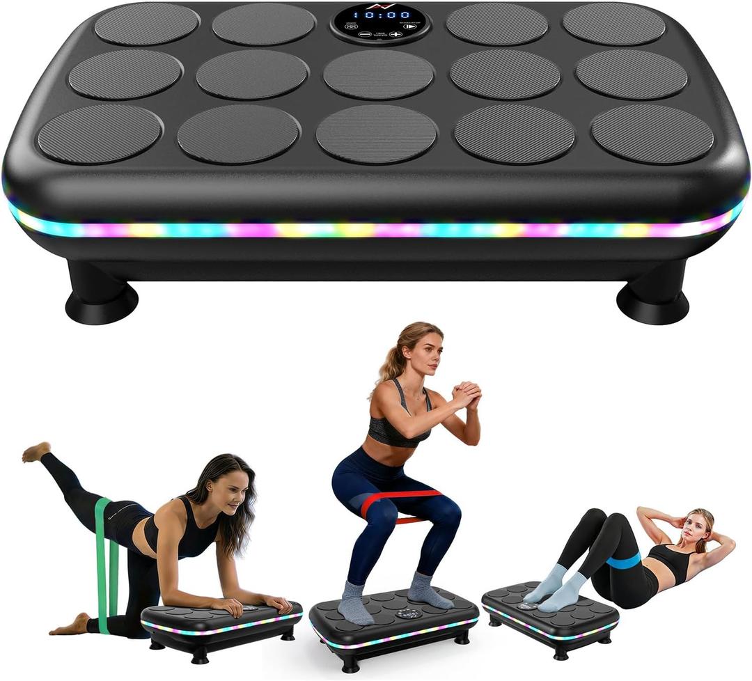 AXV Vibration Plate Fitness Platform Exercise Machine Vibrating Shaking Full Body Shaker Workout Vibrate Stand Shake Board Sport Gym for Weight Loss Fat Burner for Women Men (Pebble)