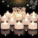 BEICHI 24pcs Battery Operated Tea Lights with Timer, Built-in 6 Hours Tea Light, Warm White Flickering Electric Tea Candles with Timer, 1.4'' Dia x 1.25'' H, LED Flameless Candles with Timer