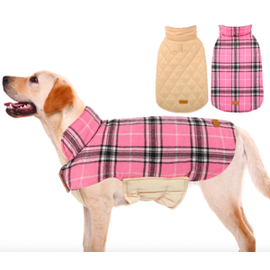 Kuoser Waterproof Dog Coat, Reversible Dog Jacket for Large Dogs, Adjustable Durable Doggie Winter Coat for Groowing Puppies Warm Puppy Cold Weather Apparel, Rose L (Large (Pack of 1))