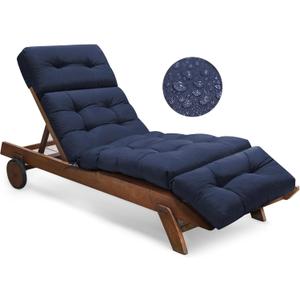 Waterproof Chaise Lounge Chair Cushions Outdoor 74.4 x 22 x 4.7 Inches Memory Foam Patio Lounge Chair Cushions for Outdoor Furniture with Ties, Thickened Pool Lounge Chair Cushion, Navy