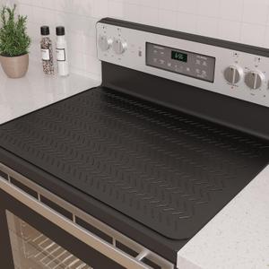 Stove Top Covers for Electric Stove, Thickened Premium Silicone Stove Mat for Glass Top Stove, 28 x 20 Glass Stove Top Cover Protector, Oven Range Top Cover, XL Dish Drying Mat (Black)