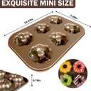 Mini Bundt Cake Pans for Baking, Cake Pan Nonstick, Mini Bundt Cake Molds For Small Individual Cakes, 6 Cavity Cupcake Gold 2 Pack