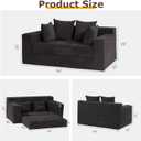 cidludto Convertible Sofa Bed, Boneless Loveseat Folding Couch Bed Foldable - 3 in 1 Small Ccouch & Futon Sofa Sleeper, Corduroy Pull Out Couch with 4 Pillows for Living Room, Black, Loveseat-53''