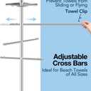 Aubliss Pool Towel Rack Outdoor, 54" Outdoor Towel Rack for Pool, Rustproof | 304 Stainless Steel with 3 Adjustable Arms & Weighted Base, Free Standing Rack for Bathroom, Poolside, Hot Tub, Patio