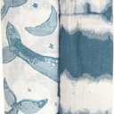 Crane Baby Soft Muslin Swaddle Blankets, Soft Swaddle Wraps for Boys and Girls, Blue Tie-Dye and Whale, 2 Count, 47" x 47"